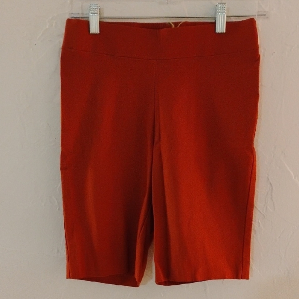 Red Bermuda Shorts Casual Cotton Blend
